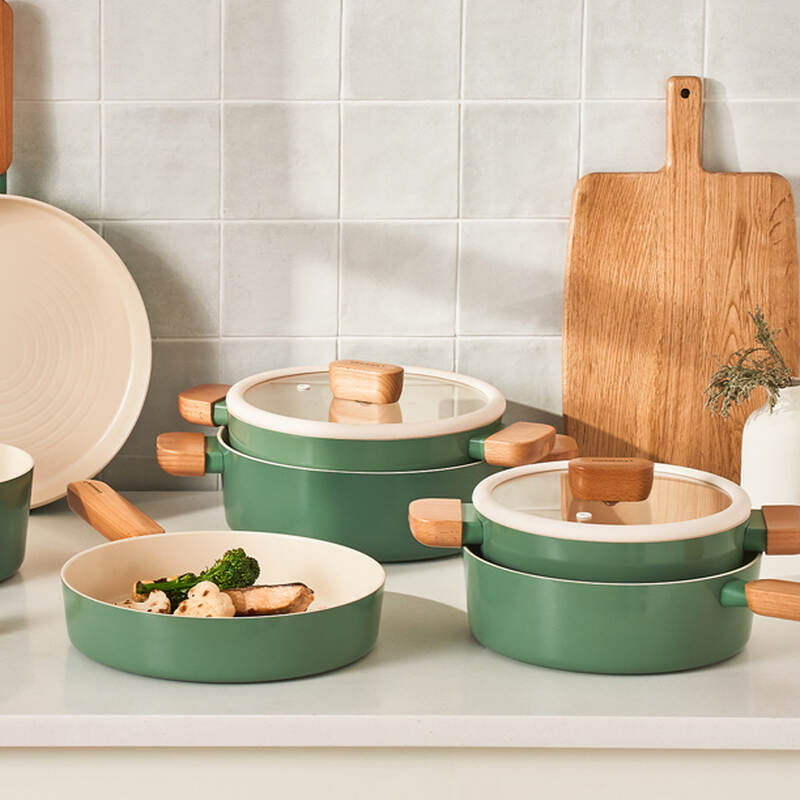 Nồi chống d&iacute;nh LocknLock Suit Sage IH phủ sứ ceramic d&ugrave;ng được bếp từ, bếp gas, bếp hồng ngoại v&agrave; bếp điện image number null